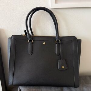 Ralph Lauren Crosshatch Leather Large Brooke Satchel